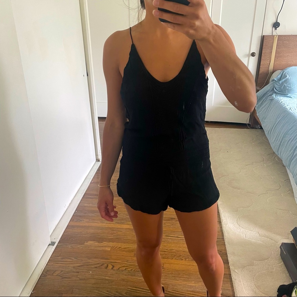 IRO Black Embroidered Romper